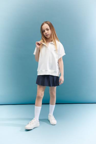 Oversize Fit Slogan Short Sleeve Polo T-Shirt