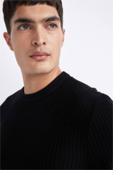 Standard Fit Crew Neck Basic Knitted Pullover