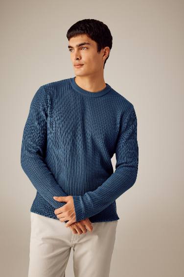 Standard Fit Crew Neck Basic Knitted Pullover