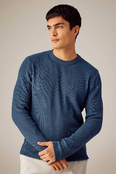 Standard Fit Crew Neck Basic Knitted Pullover