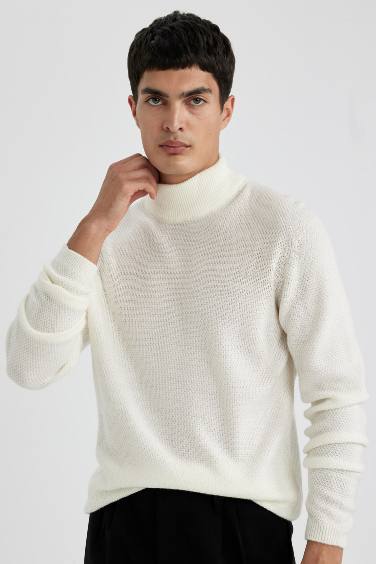 Standard Fit Turtleneck Basic Knitted Pullover