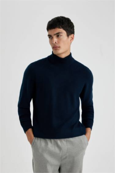 Standard Fit Turtleneck Basic Knitted Pullover