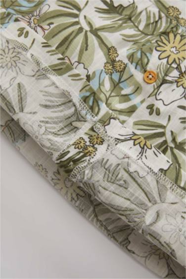 Baby Girl Crew Neck Flared Poplin Short Sleeve Shirt