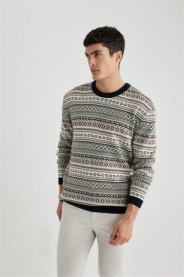 بلوز صوف قصة عادية بياخة مستديرة