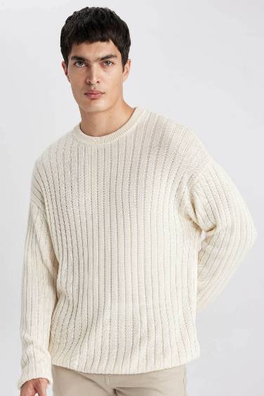 Relax Fit Crew Neck Knitted Basic Pullover