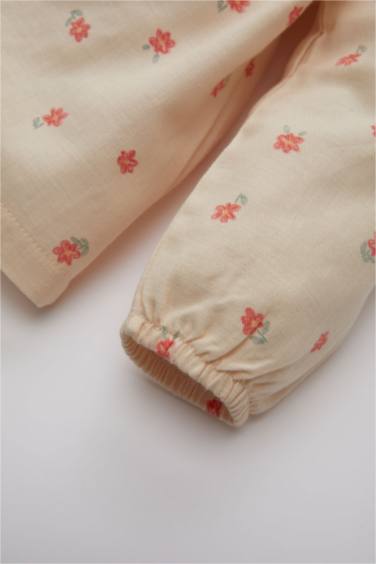 Baby Girl Baby Collar Twill Floral Long Sleeve Shirt