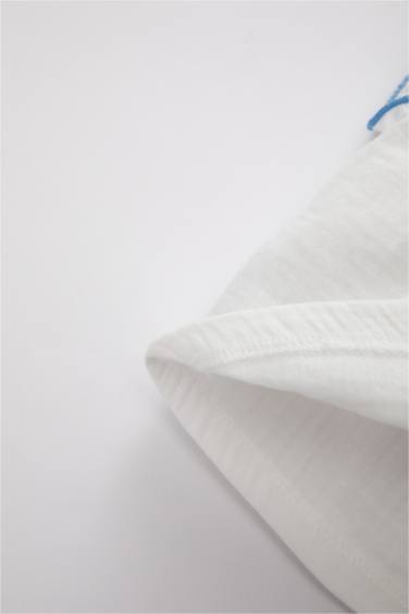 Baby Girl Crew Neck Muslin Short Sleeve Shirt