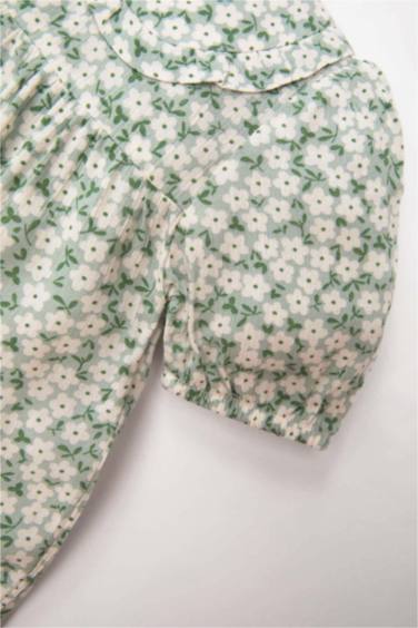 Baby Girl Bebe Collar Crinkle Viscose Shirt