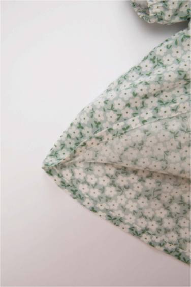 Baby Girl Bebe Collar Crinkle Viscose Shirt