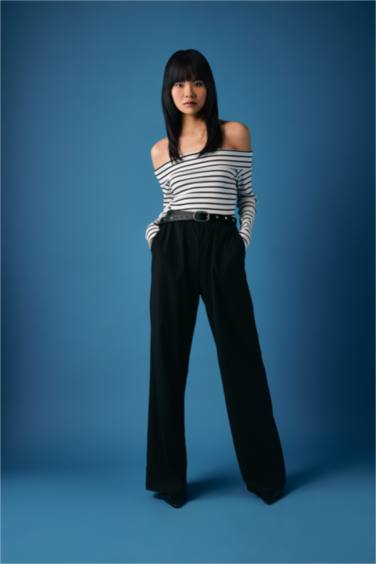 Fitted Striped Long Sleeve T-Shirt