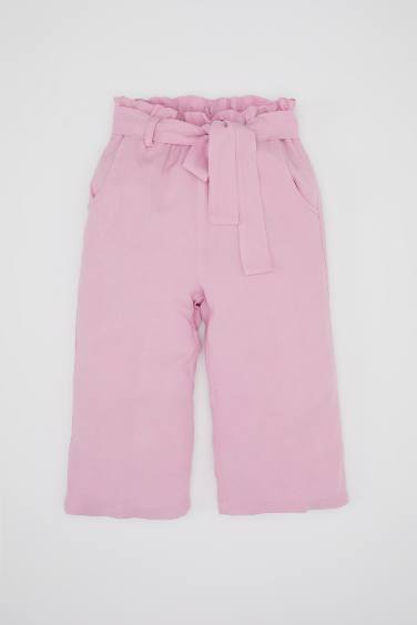 Baby Girl Regular Fit Straight Leg Viscose Trousers