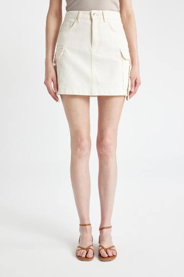 Cargo Fit Jean Mini Skirt