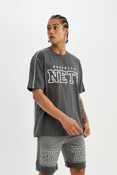 DeFactoFit NBA Brooklyn Nets Standard Fit Crop Shorts