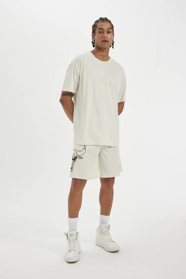 DeFactoFit NBA Chicago Bulls Boxy Fit Heavy Fabric T-Shirt