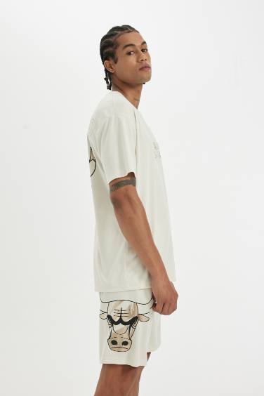 DeFactoFit NBA Chicago Bulls Boxy Fit Heavy Fabric T-Shirt