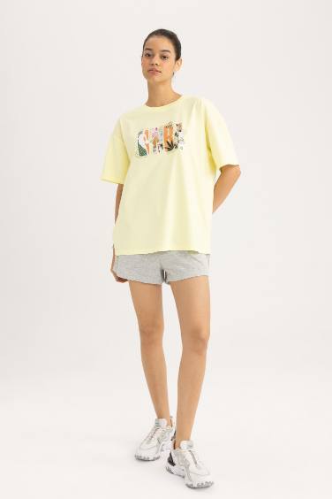 DeFactoFit NBA Wordmark Oversize Fit Crew Neck T-Shirt