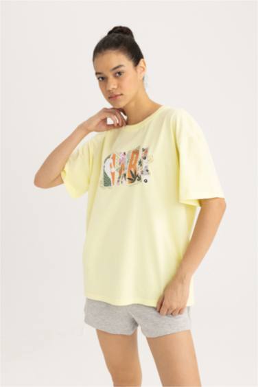 DeFactoFit NBA Wordmark Oversize Fit Crew Neck T-Shirt