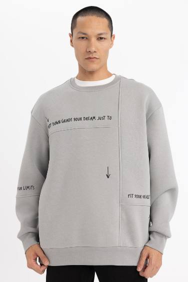 Oversize Fit Crew Neck Back Printed Sweatshirt