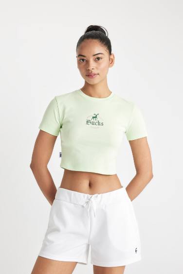 DeFactoFit NBA Milwaukee Bucks Crop T-Shirt