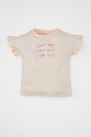 Baby Girl Slogan Printed Short Sleeve T-Shirt