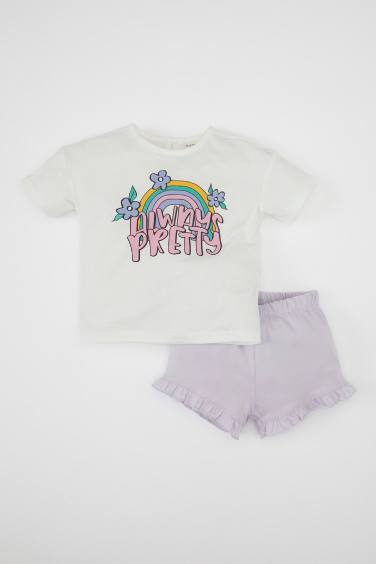 Baby Girl Printed T-Shirt Shorts 2 Piece Set