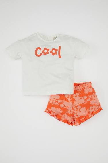 Baby Girl Printed T-Shirt Shorts 2 Piece Set