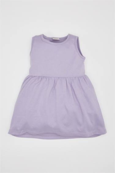 فستان بناتي قصة عادية بدون ردن - قطعتين