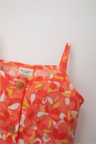 Baby Girl Patterned Strappy Short Jumpsuit