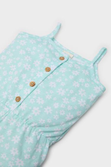 Baby Girl Patterned Suspender Jumpsuit