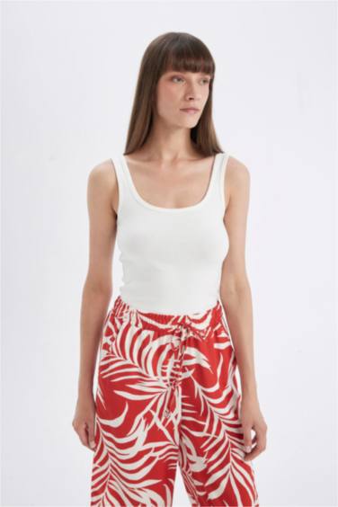 Slim Fit Ribana Crew Neck Sleeveless Tank Top