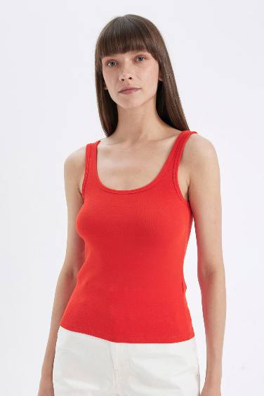 Slim Fit Basic Ribana Crew Neck Sleeveless Tank Top