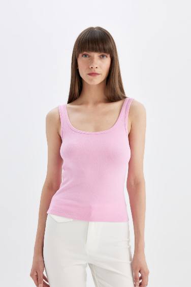 Slim Fit Crew Neck Ribbed Tank Top