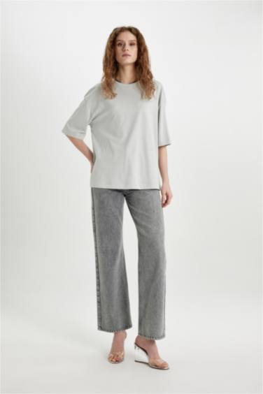 Oversize Fit Crew Neck Cotton T-Shirt