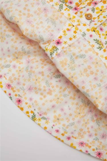 فستان بناتي ذو مظهر كتاني قصة عادية نص كم