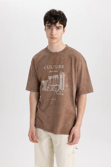 T-Shirt Oversize Imprimé Col Rond Manches Courtes