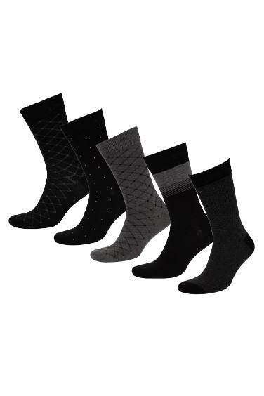 Man Striped 5 Piece Cotton Long Socks