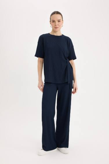 Wide Leg Regular Hem Trousers