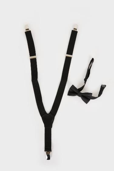 Erkek Çocuk Pamuklu 2'li Takım Pantolon Askısı Papyon