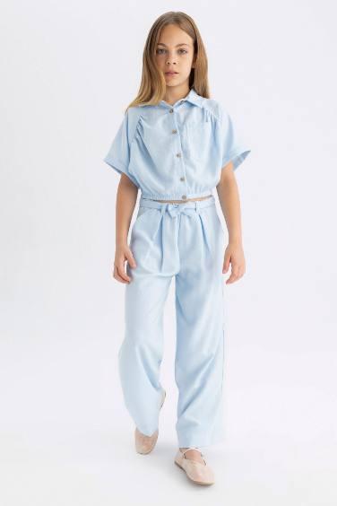 بنطلون وايد ليج برجل واسع