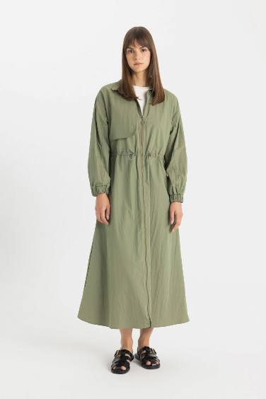 Shirt Collar Parachute Long Sleeve Dress