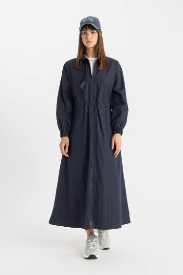 Shirt Collar Parachute Long Sleeve Dress