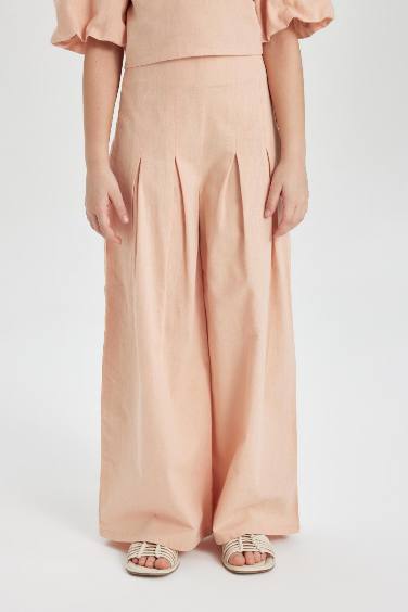 Girl Wide Leg Cotton Trousers