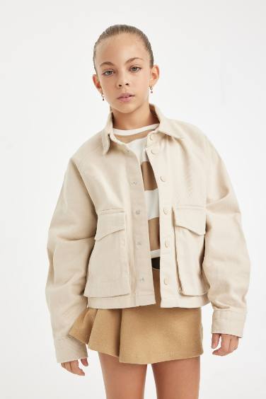 Chemise À Manches Longues en Gabardine pour Fille