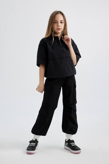 بلوزة بناتي نص كم أسود