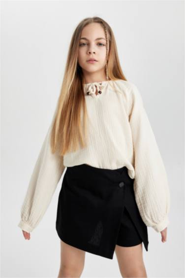 بلوزة بناتي موسلين نص كم