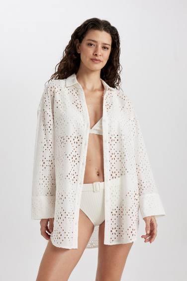 Fall in Love Cotton White Beach Shirt