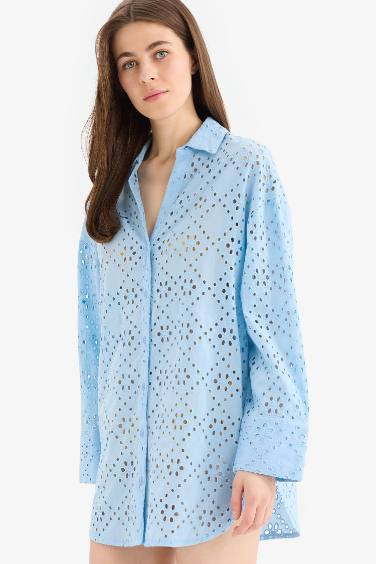 لبس بحر قطن قصة عادية  أزرق من Fall in Love