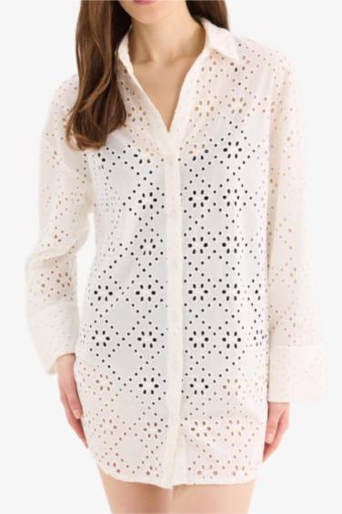 %100 Pamuk Brode Plaj Gömleği - Görsel 5