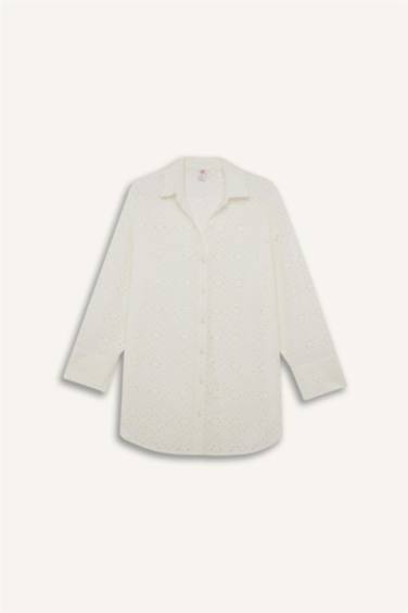 %100 Pamuk Brode Plaj Gömleği - Görsel 8