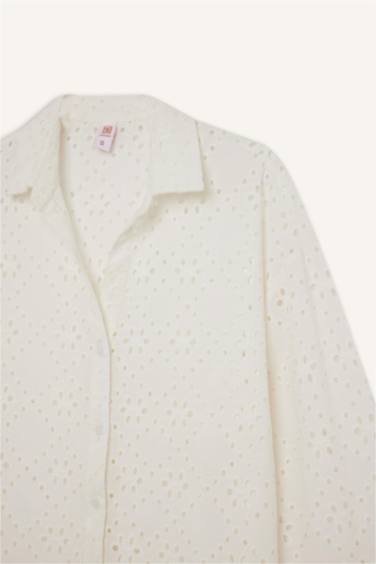 %100 Pamuk Brode Plaj Gömleği - Görsel 9